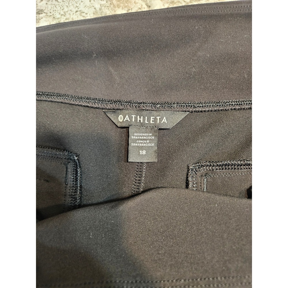 Athleta Endless High Rise Pant Black Textured Stretch Tapered Trousers Womens 18